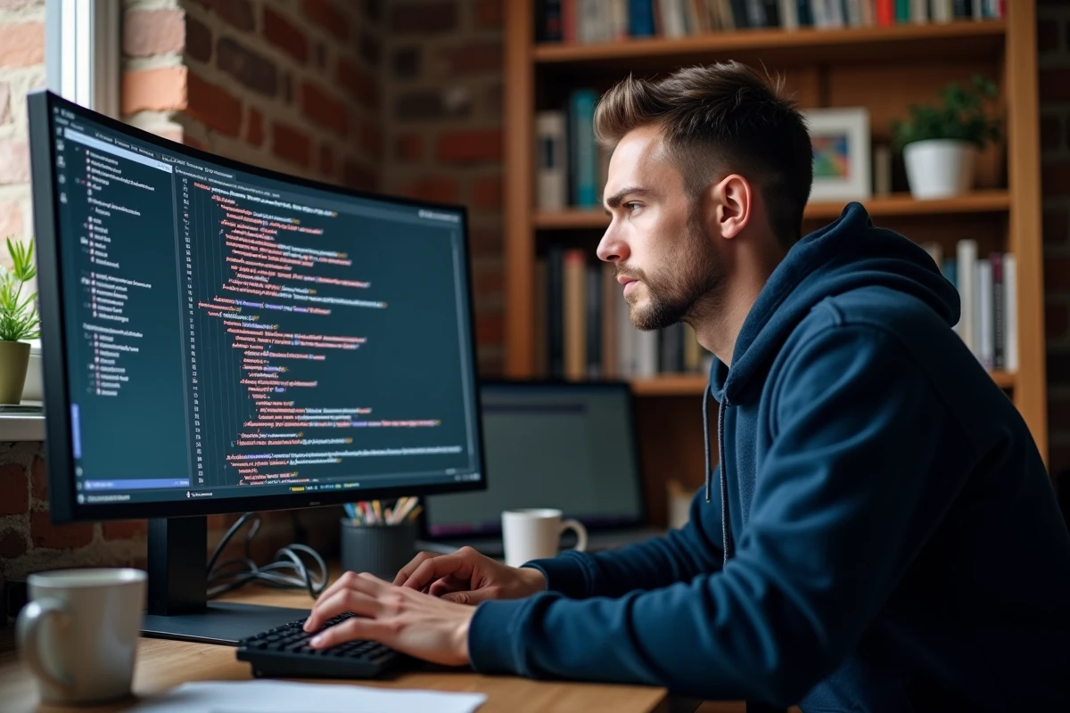 Développeur web frustré face à une erreur pip install dans son terminal Python sur un écran ultrawide