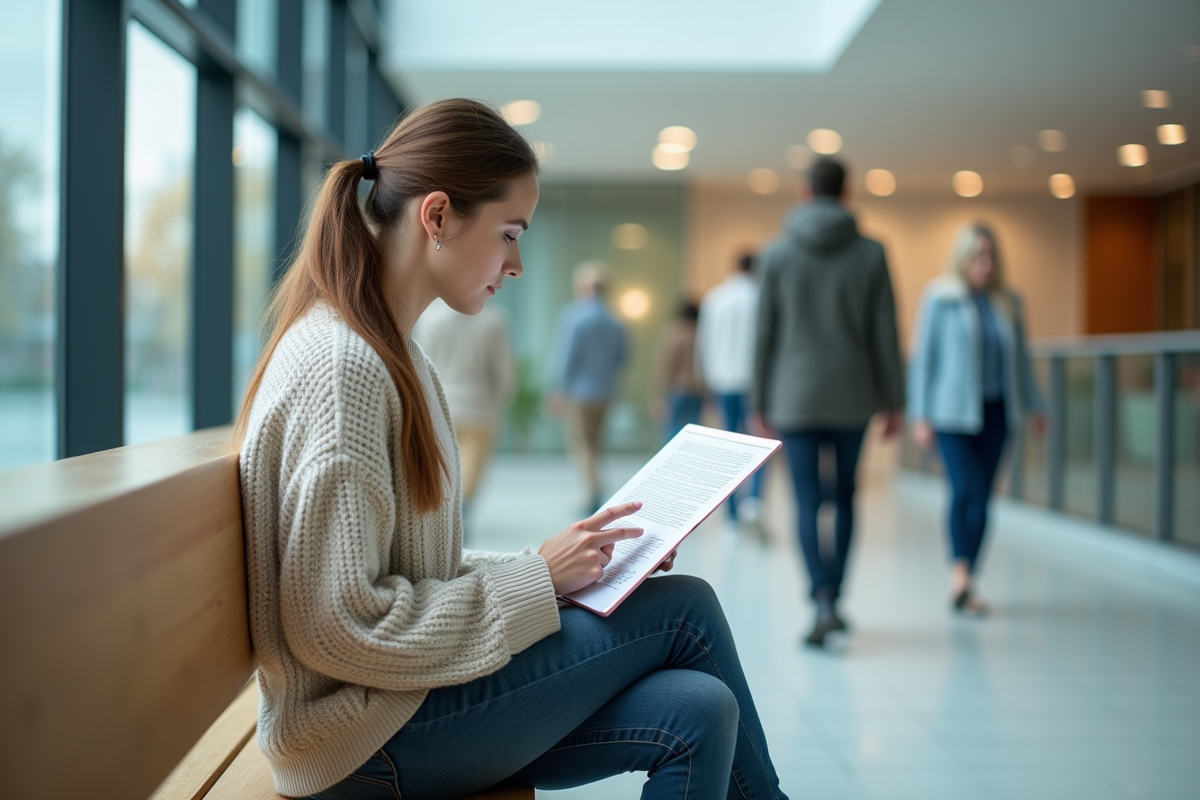 Jeune femme vérifiant un PDF sécurisé sur sa tablette
