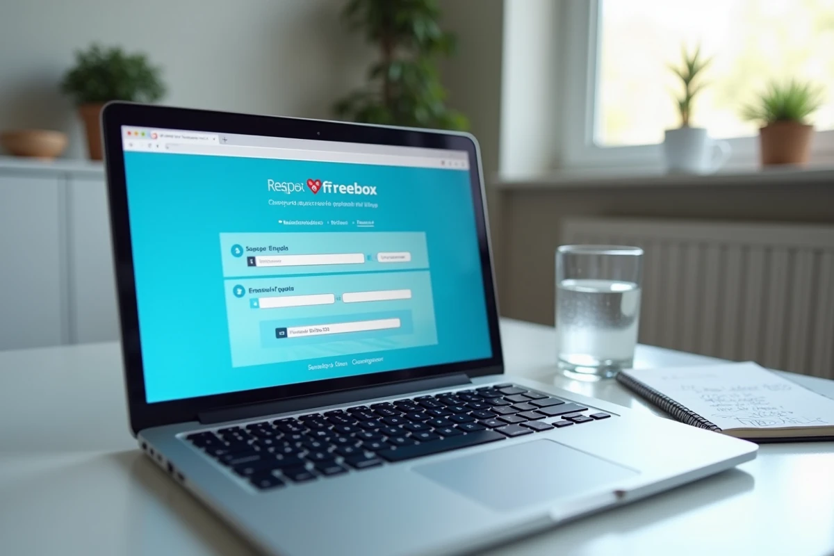 Écran d'ordinateur affichant l'interface de configuration mafreebox.freebox.fr lors de la première connexion au réseau Freebox