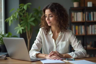 Jeune femme freelance travaillant dans un bureau à domicile