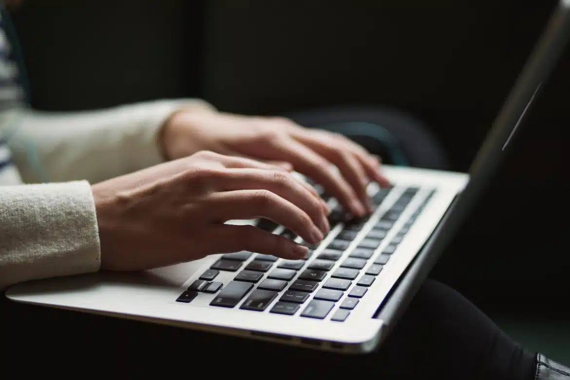 person using laptop